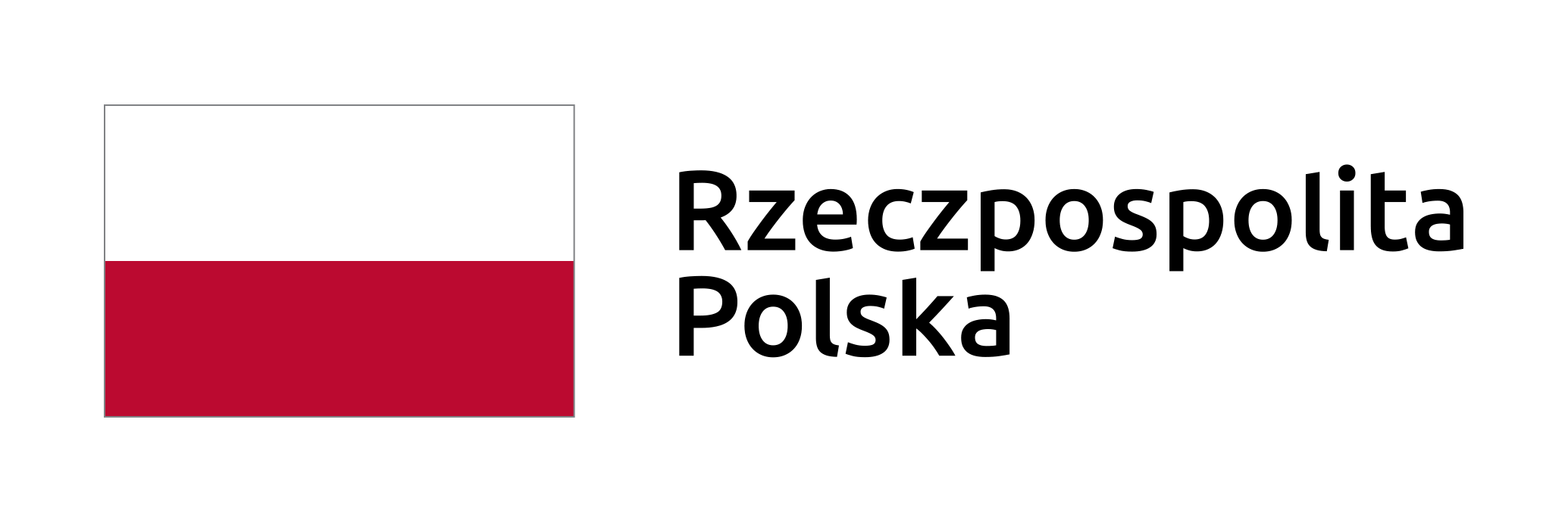 Flaga Polski, obok napis: Rzeczpospolita Polska