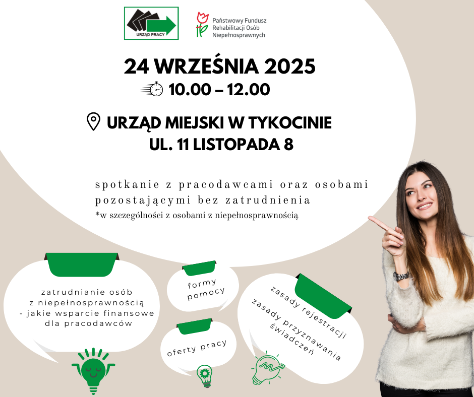 Pani pokazuje palcem tekst informujący o spotkaniu.